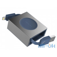 Кабель Lightning ROCK Lightning Retractable Charge & Sync Cable 0,8M Blue (RCB0547-Blue)
