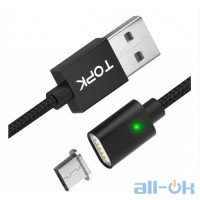 Магнітний кабель TOPK microUSB універсальний 1м Black