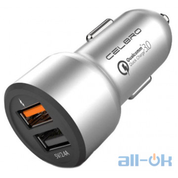 АЗУ Car Charger CELBRO Quick Charge 3.0 Dual USB Silver