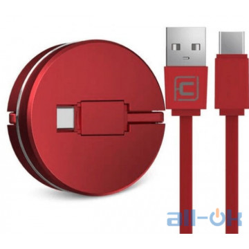 Кабель Cafele USB to Type C roulette portable Red