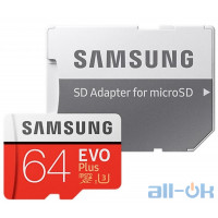 Карта пам'яті Samsung 64 GB microSDXC Class 10 UHS-I U3 EVO Plus + SD Adapter MB-MC64GA