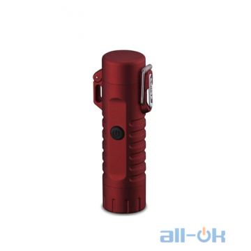 Тактична електроімпульсна водонепроникна USB запальничка з ліхтариком Red
