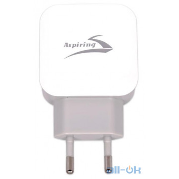 Мережевий ЗП для мобільних телефонів, планшетів Aspiring Energy 2 2 x USB White (EN29635)