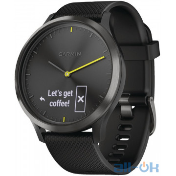  Спортивний годинник Garmin Vivomove HR Black with Black Silicone Band (010-01850-11)