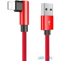 Кабель Rock L-shape Lightning Metal Charge & Sync round Cablee 1,2M Red