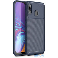 Чохол-накладка Ipaky Carbon Fiber Series/Soft TPU Case Samsung Galaxy A40 Blue