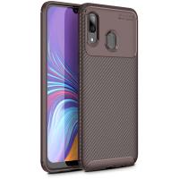 Чохол-накладка Ipaky Carbon Fiber Series/Soft TPU Case Samsung Galaxy A40 Brown