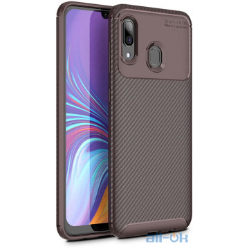 Чохол-накладка Ipaky Carbon Fiber Series/Soft TPU Case Samsung Galaxy A40 Brown