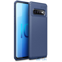 Чохол-накладка Ipaky Carbon Fiber Series/Soft TPU Case Samsung Galaxy S10 Blue
