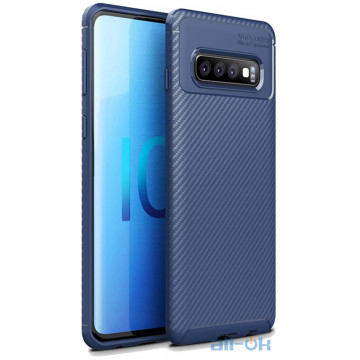 Чохол-накладка Ipaky Carbon Fiber Series/Soft TPU Case Samsung Galaxy S10 Blue