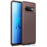 Чохол-накладка Ipaky Carbon Fiber Series/Soft TPU Case Samsung Galaxy S10 Brown