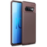 Чохол-накладка Ipaky Carbon Fiber Series/Soft TPU Case Samsung Galaxy S10 Brown