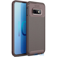 Чохол-накладка Ipaky Carbon Fiber Series/Soft TPU Case Samsung Galaxy S10e Brown