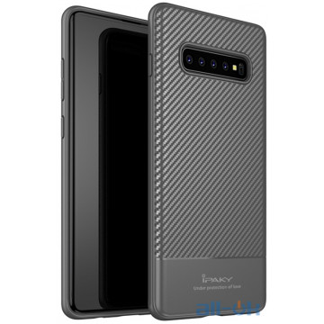 Чохол-накладка Ipaky Carbon Fiber Series/TPU Case With Carbon Fiber Samsung Galaxy S10 Gray