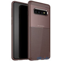 Чохол-накладка Ipaky Shield Series/Elegant Grid Design TPU Hybrid Case Samsung Galaxy S10 Plus Brown