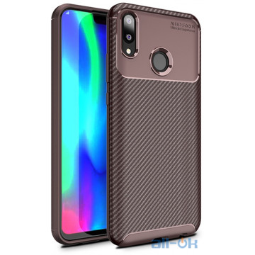 Чохол-накладка Ipaky Carbon Fiber Series/Soft TPU Case Huawei Y9 2019 Brown