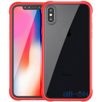 Чохол-накладка Ipaky 360° TPU Border + Transparent PC back iPhone X Red