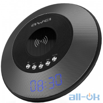 Портативна акустика AWEI Y290 Bluetooth Speaker-Wireless Charger Grey