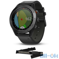  Спортивний годинник Garmin Approach S60 Premium Black Ceramic Bezel with Black Leather Band (010-01702-03)