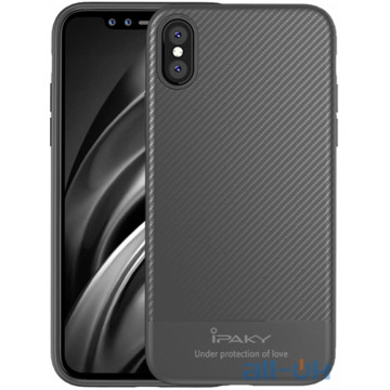 Чохол-накладка Ipaky Carbon Fiber Series/TPU Case With Carbon Fiber Apple iPhone X Gray