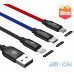 Кабель  Baseus 3 in 1 charging cable USB-A To lightning + Micro-USB + Type-C  0,3M  — інтернет магазин All-Ok. фото 1