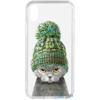 Чохол-накладка TOTO Acrylic+TPU Print Case Apple iPhone X/XS #7 Cat In Hat Transparent