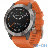 Спортивний годинник Garmin Fenix 6 Pro Sapphire Titanium with Ember Orange Band (010-02158-14)