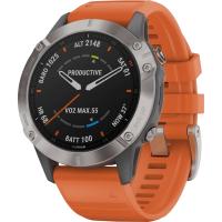 Спортивний годинник Garmin Fenix 6 Pro Sapphire Titanium with Ember Orange Band (010-02158-14)