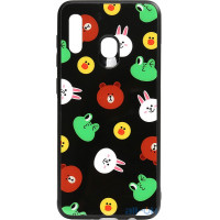 Чохол-накладка TOTO Cartoon Print Glass Case Samsung Galaxy A20/A30 Line friends Black