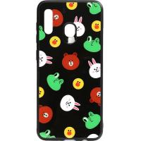 Чохол-накладка TOTO Cartoon Print Glass Case Samsung Galaxy A20/A30 Line friends Black