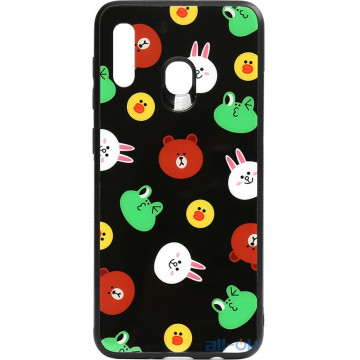 Чохол-накладка TOTO Cartoon Print Glass Case Samsung Galaxy A20/A30 Line friends Black