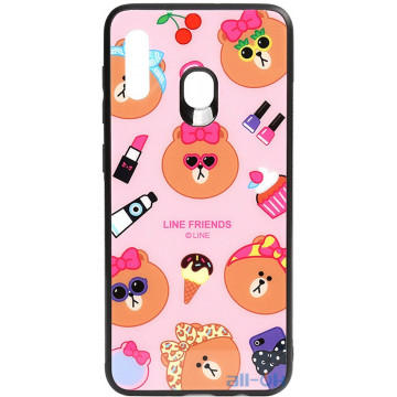 Чохол-накладка TOTO Cartoon Print Glass Case Samsung Galaxy A20/A30 Line friends Linc	