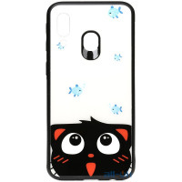 Чохол-накладка TOTO Cartoon Print Glass Case Samsung Galaxy A40 Cat and fish