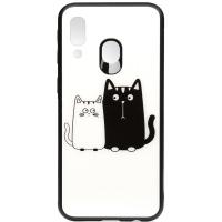Чохол-накладка TOTO Cartoon Print Glass Case Samsung Galaxy A40 Cats White/Black