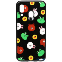 Чохол-накладка TOTO Cartoon Print Glass Case Samsung Galaxy A40 Line friends Black