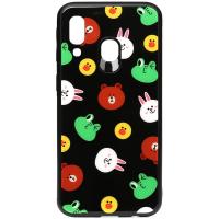 Чохол-накладка TOTO Cartoon Print Glass Case Samsung Galaxy A40 Line friends Black