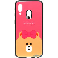 Чохол-накладка TOTO Cartoon Print Glass Case Samsung Galaxy A40 Line friends Brown