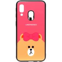 Чохол-накладка TOTO Cartoon Print Glass Case Samsung Galaxy A40 Line friends Brown
