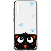 Чохол-накладка TOTO Cartoon Print Glass Case Samsung Galaxy A70 Cat and fish