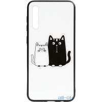 Чохол-накладка TOTO Cartoon Print Glass Case Samsung Galaxy A70 Cats White/Black