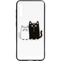 Чохол-накладка TOTO Cartoon Print Glass Case Samsung Galaxy A70 Cats White/Black