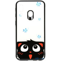 Чохол-накладка TOTO Cartoon Print Glass Case Samsung Galaxy M20 Cat and fish