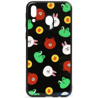 Чохол-накладка TOTO Cartoon Print Glass Case Samsung Galaxy M20 Line friends Black