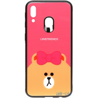 Чохол-накладка TOTO Cartoon Print Glass Case Samsung Galaxy M20 Line friends Brown
