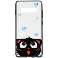Чеохол-накладка TOTO Cartoon Print Glass Case Samsung Galaxy S10 Cat and fish
