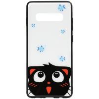 Чеохол-накладка TOTO Cartoon Print Glass Case Samsung Galaxy S10 Cat and fish