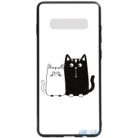 Чохол-накладка TOTO Cartoon Print Glass Case Samsung Galaxy S10 Cats White/Black