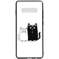 Чохол-накладка TOTO Cartoon Print Glass Case Samsung Galaxy S10 Plus Cats White/Black