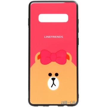Чохол-накладка TOTO Cartoon Print Glass Case Samsung Galaxy S10 Plus Line friends Brown