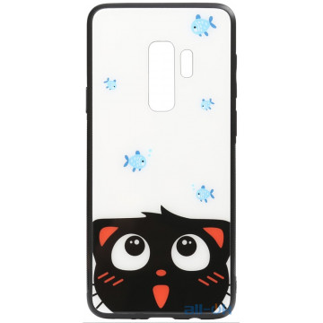 Чохол-накладка TOTO Cartoon Print Glass Case Samsung Galaxy S9 Plus Cat and fish